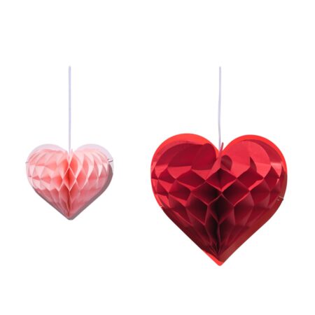Honeycombs hart 25cm - 2 stuks (rood)