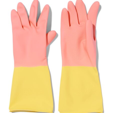 HEMA Huishoudhandschoenen latex roze M (7-7.5) | HEMA