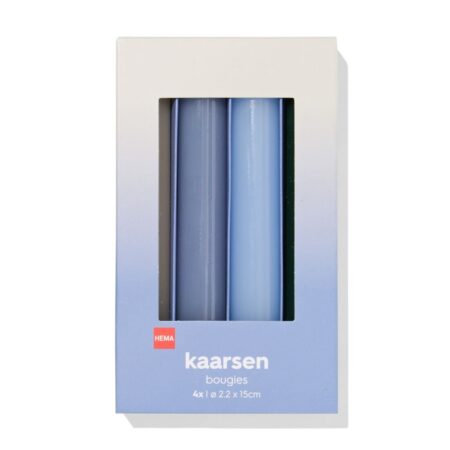 HEMA Huishoudkaarsen 16x⌀2.2cm blauw - 4 stuks (blauw) | HEMA