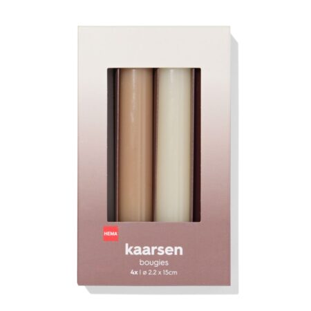 HEMA Huishoudkaarsen 16x⌀2.2cm naturel - 4 stuks (naturel) | HEMA