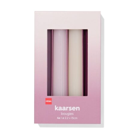 HEMA Huishoudkaarsen 16x⌀2.2cm roze - 4 stuks (roze) | HEMA