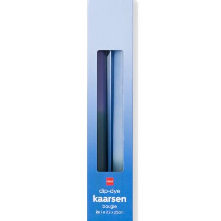 HEMA Huishoudkaarsen ⌀2.2x25cm kleurverloop blauw - 2 stuks (blauw) | HEMA