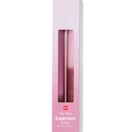 HEMA Huishoudkaarsen ⌀2.2x25cm kleurverloop roze - 2 stuks (roze) | HEMA