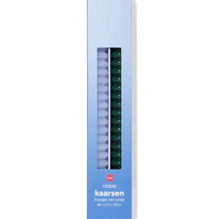 HEMA Huishoudkaarsen ⌀2.2x25cm ribbel blauw - 2 stuks (blauw) | HEMA