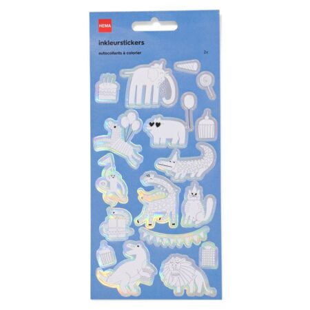 Inkleurstickers feestdieren - 2 stuks