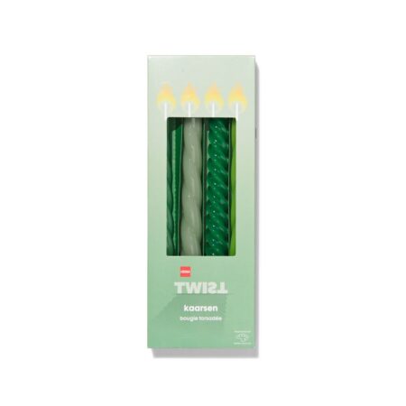 HEMA Kaarsen met twist Ø2x25 groen - 4 stuks (groen) | HEMA
