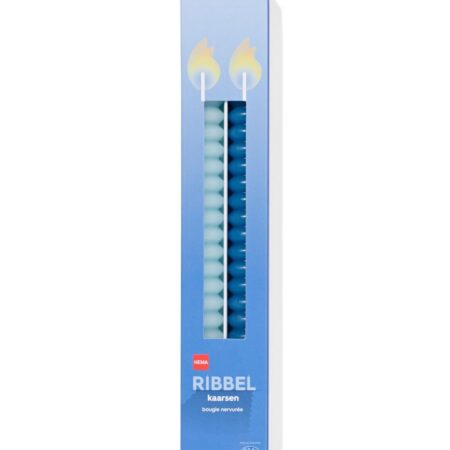 HEMA Kaarsen ribbel - 2 stuks (blauw) | HEMA