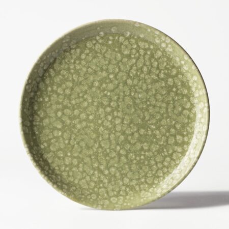 Kaarsenplateau ⌀26x5cm Zwier keramiek spikkel groen