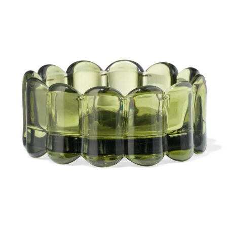 Kaarsonderzetter ⌀10cm glas ribbel groen