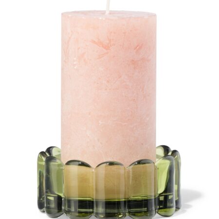HEMA Kaarsonderzetter ⌀10cm glas ribbel groen (groen) | HEMA