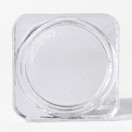 Kaarsplateau ⌀9x3cm Kub glas gehamerd transparant