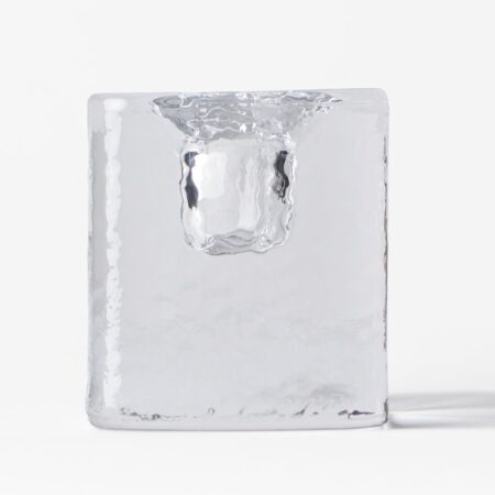 Kandelaar ⌀5x5cm Kub glas gehamerd transparant