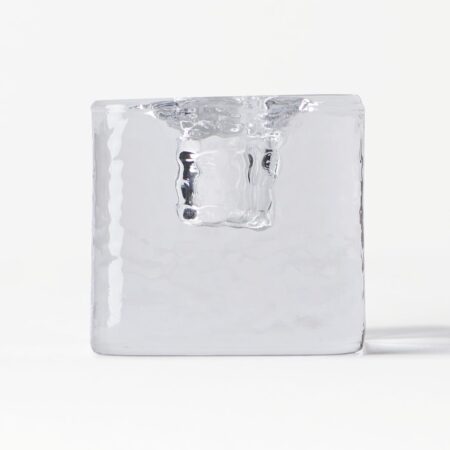 Kandelaar ⌀5x5cm Kub glas gehamerd transparant