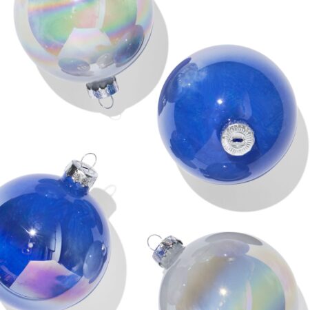 HEMA Kerstballen set 8.5cm glans zilver-blauw - 4 stuks (multi) | HEMA
