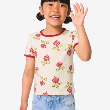 HEMA Kinder T-shirt bloemen ecru (ecru) | HEMA
