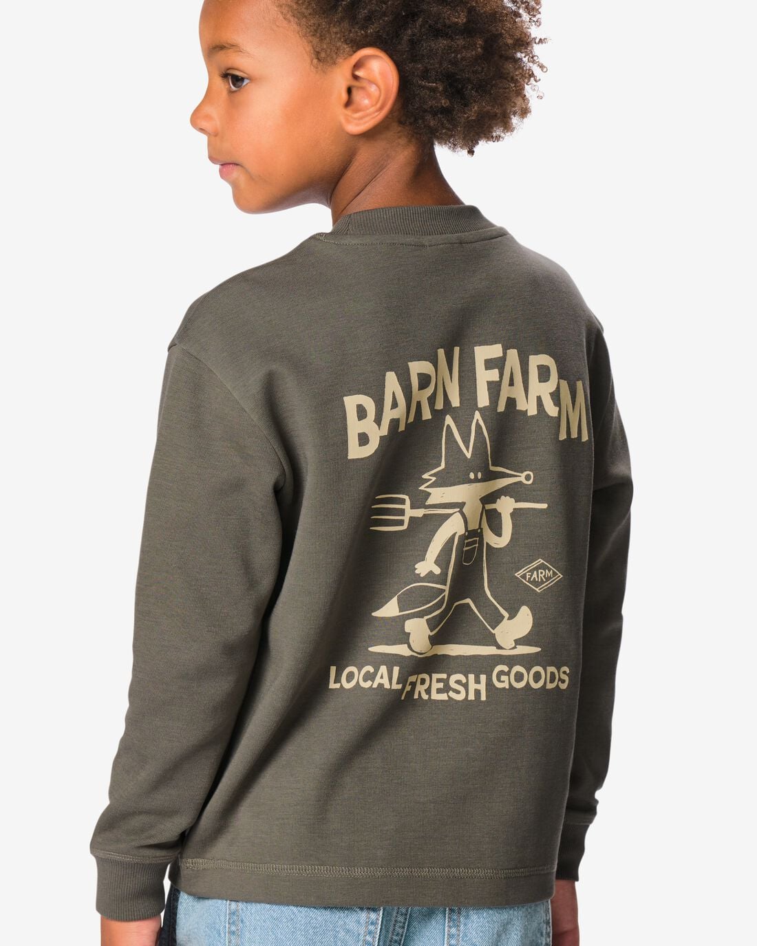 HEMA Kinder T-shirt jersey boerderij grijs (grijs) | HEMA