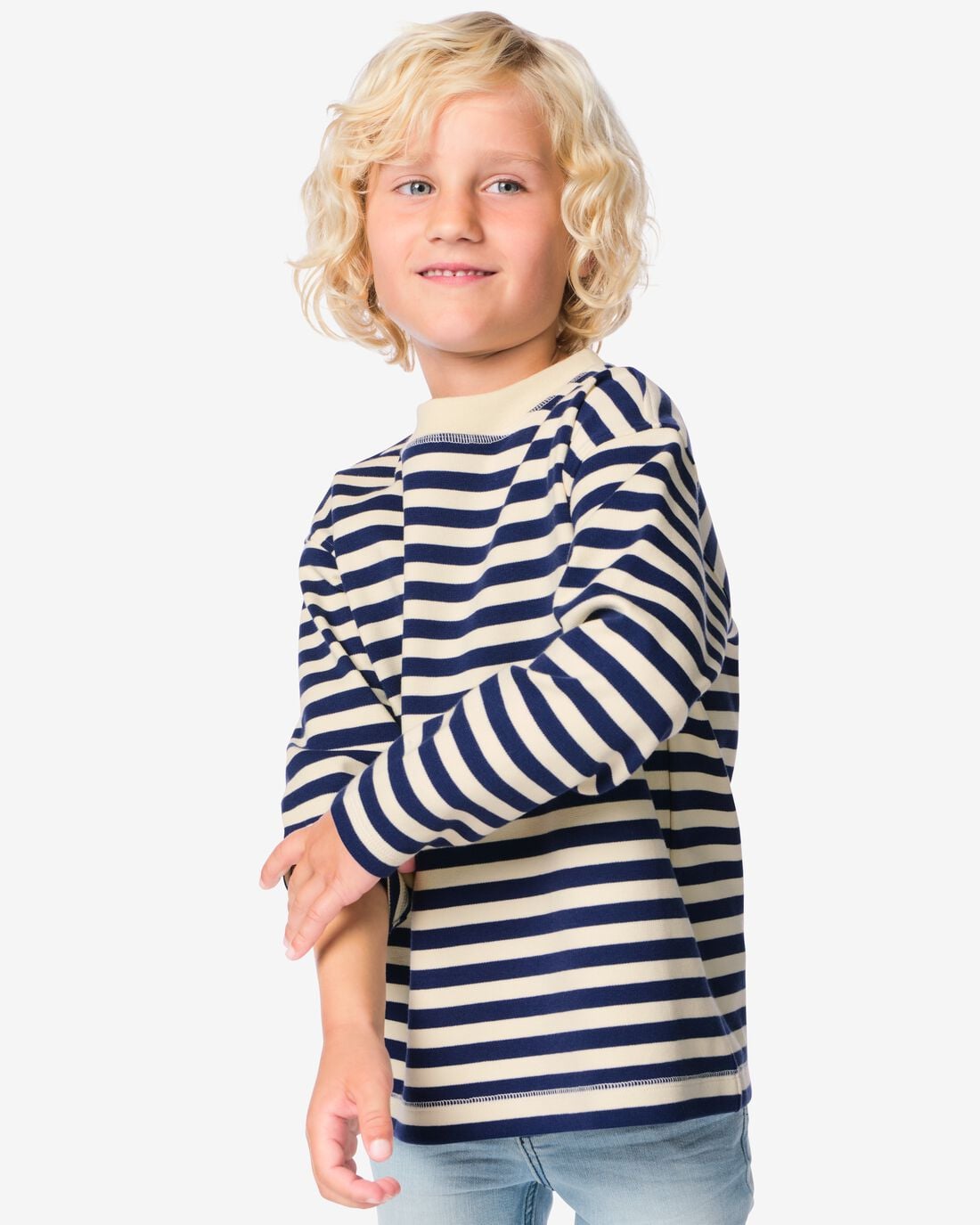 HEMA Kinder T-shirt jersey strepen blauw (blauw) | HEMA