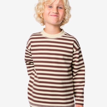 HEMA Kinder T-shirt jersey strepen bruin (bruin) | HEMA