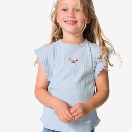 HEMA Kinder T-shirt rib blauw (blauw) | HEMA