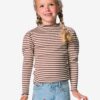 HEMA Kinder T-shirt rib strepen bruin (bruin) | HEMA