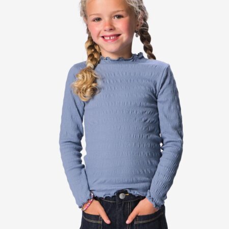 HEMA Kinder T-shirt ruches blauw (blauw) | HEMA