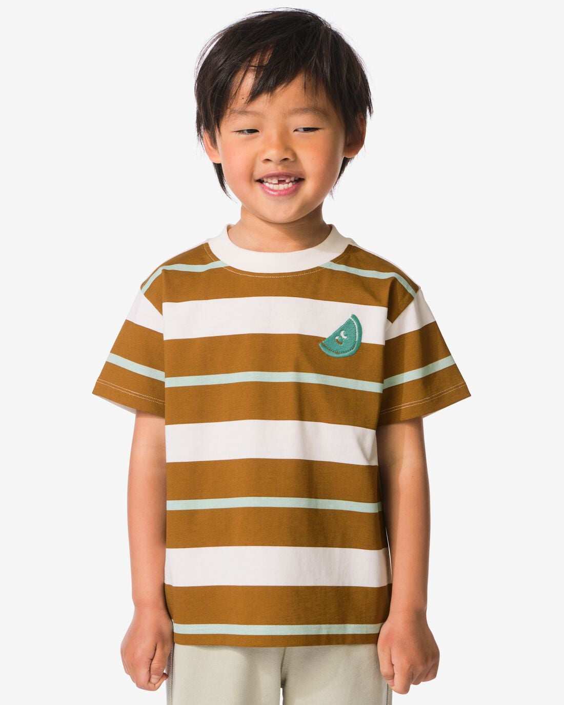 HEMA Kinder T-shirt strepen brons (brons) | HEMA