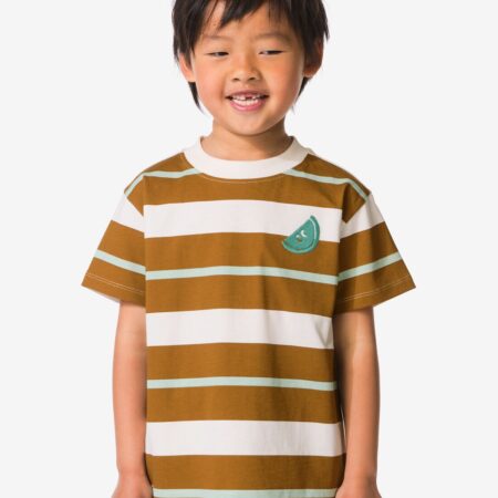 HEMA Kinder T-shirt strepen brons (brons) | HEMA