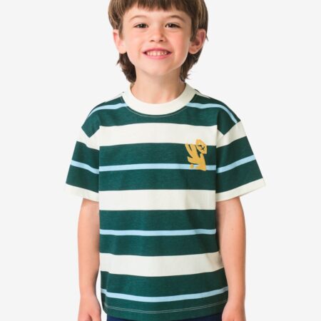 HEMA Kinder T-shirt strepen donkergroen (donkergroen) | HEMA