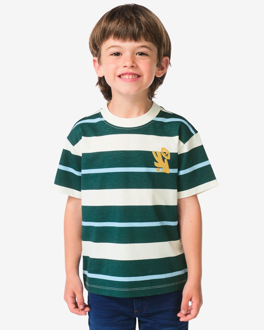 HEMA Kinder T-shirt strepen donkergroen (donkergroen) | HEMA