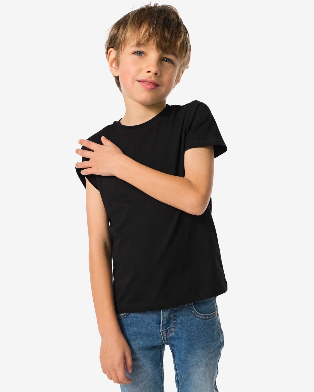 HEMA Kinder basis t-shirts stretch katoen - 2 stuks zwart (zwart) | HEMA