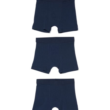 HEMA Kinder boxers basic stretch katoen - 3 stuks blauw (blauw) | HEMA