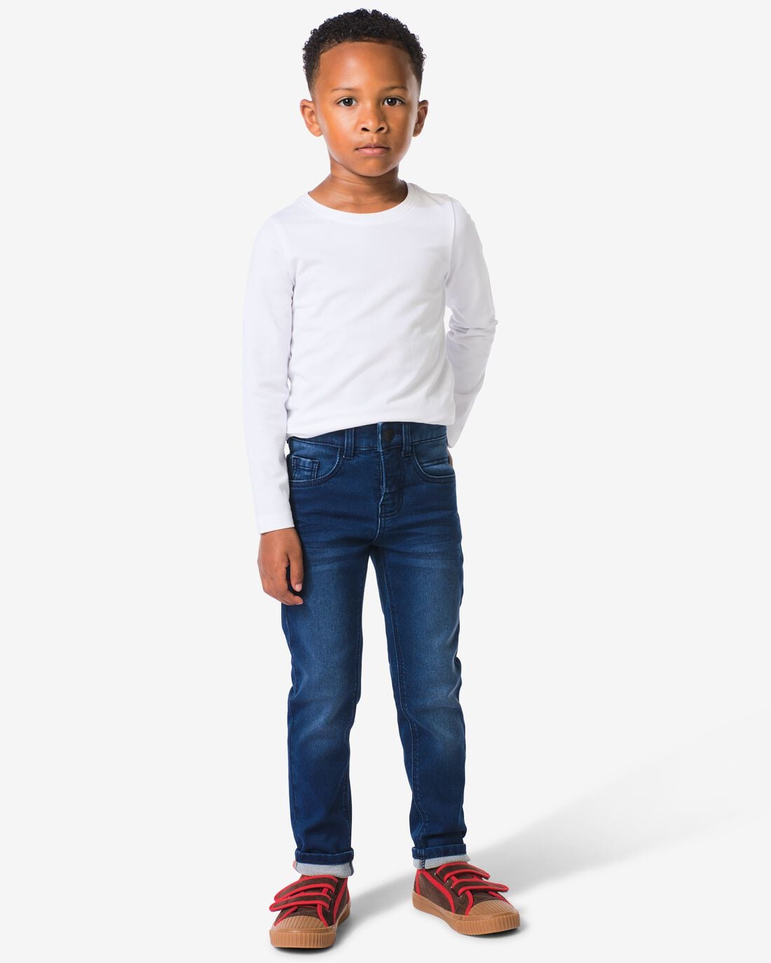 HEMA Kinder broek jogdenim skinny fit donkerblauw | HEMA