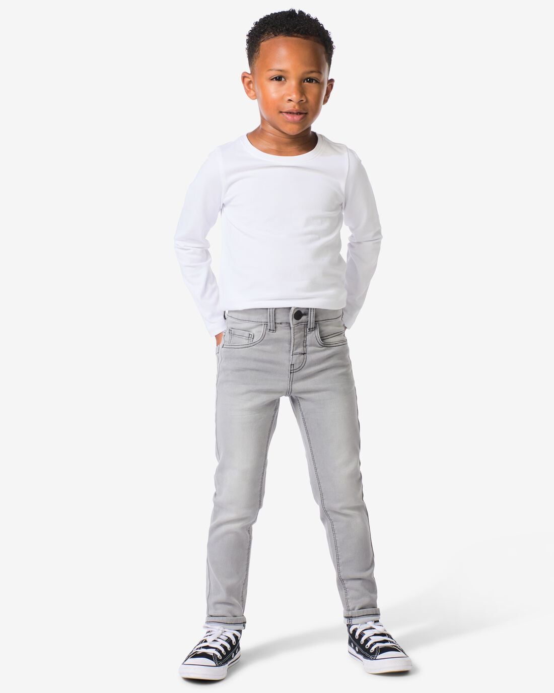 HEMA Kinder broek jogdenim skinny fit grijs | HEMA