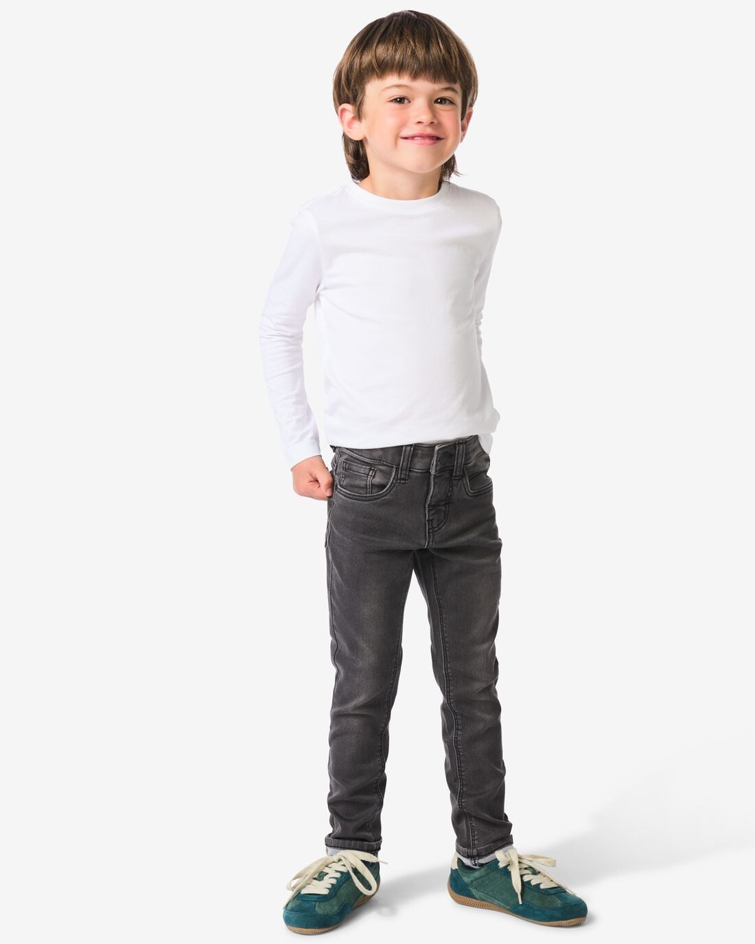 HEMA Kinder broek jogdenim skinny fit zwart | HEMA