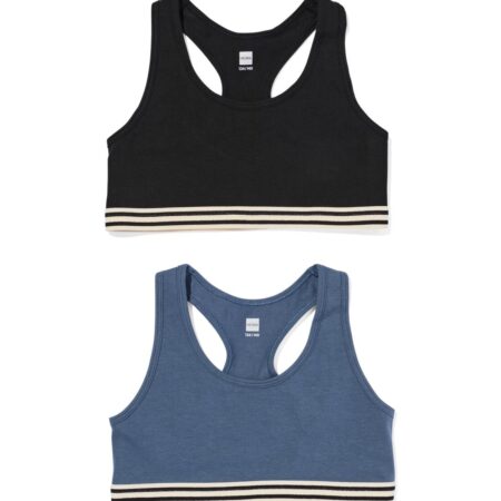 HEMA Kinder croptops stretch katoen - 2 stuks zwart (zwart) | HEMA