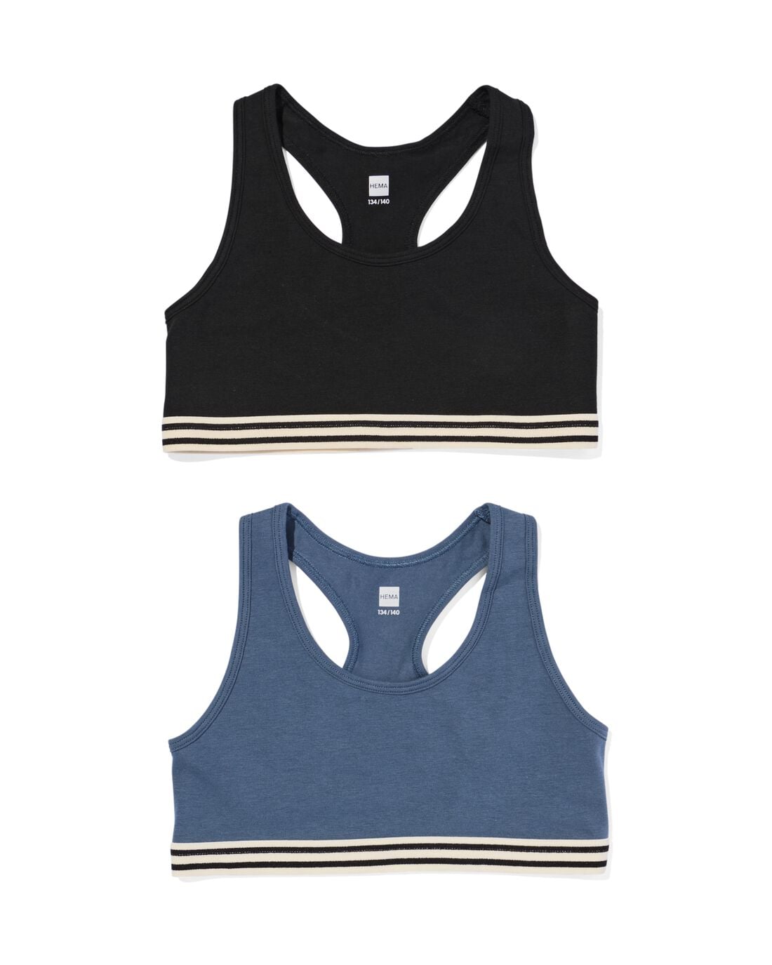 HEMA Kinder croptops stretch katoen - 2 stuks zwart (zwart) | HEMA