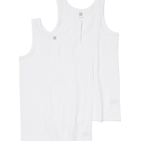 Kinder hemden basic stretch katoen - 2 stuks wit