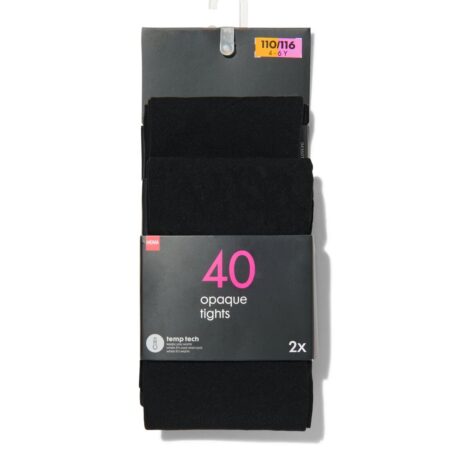 HEMA Kinder panty temptech 40denier - 2 stuks zwart | HEMA