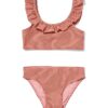 HEMA Kinderbikini seersucker strepen donkerroze (donkerroze) | HEMA