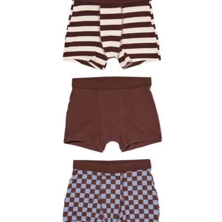 HEMA Kinderboxer strepen - 3 stuks bruin (bruin) | HEMA