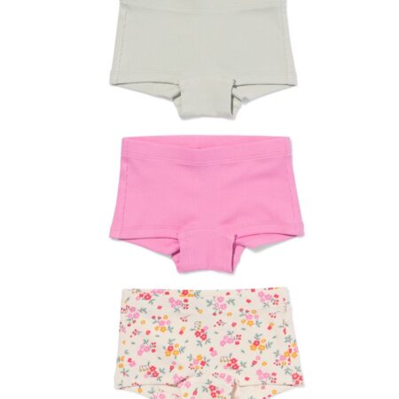 HEMA Kinderboxers rib katoen bloemen - 3 stuks multicolor (multicolor) | HEMA