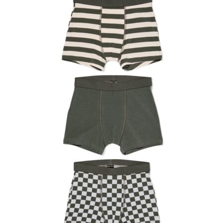 HEMA Kinderboxers strepen - 3 stuks grijs (grijs) | HEMA
