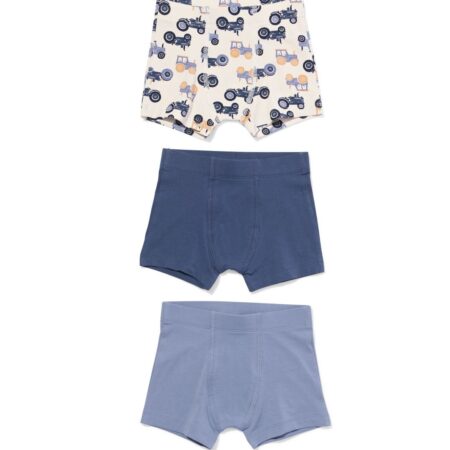 HEMA Kinderboxers tractor - 3 stuks blauw (blauw) | HEMA