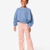 HEMA Kinderbroek wijd bloemen roze (roze) | HEMA