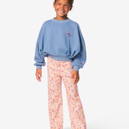 HEMA Kinderbroek wijd bloemen roze (roze) | HEMA