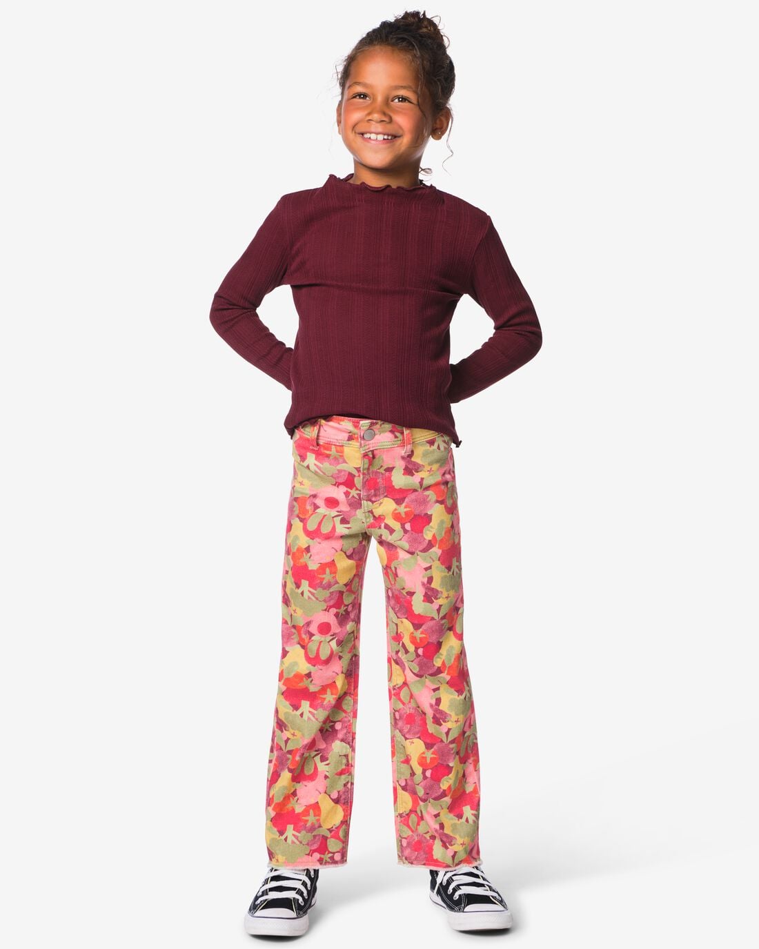 HEMA Kinderbroek wijd fruit bordeauxrood (bordeauxrood) | HEMA