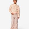 HEMA Kinderbroek wijde fit corduroy bloemen roze (roze) | HEMA