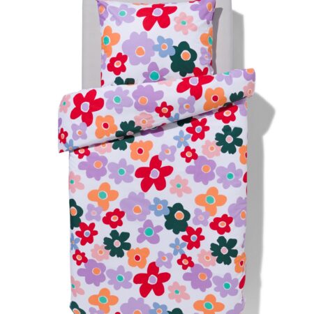 HEMA Kinderdekbedovertrek 140x200cm zacht katoen bloemen (multi) | HEMA