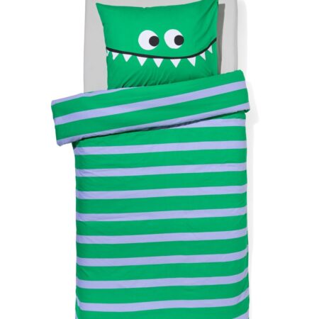HEMA Kinderdekbedovertrek 140x200cm zacht katoen monster groen (groen) | HEMA