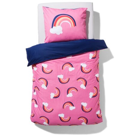 HEMA Kinderdekbedovertrek 140x200cm zacht katoen regenbogen (roze) | HEMA